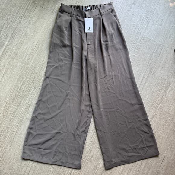 Tronjori Dress Pants Wide Leg Trousers Gray Womens M 28x28 NWT Boho Airy Flowy - Picture 1 of 8